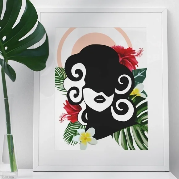 Modern Wall Art Print Tropical Woman Unframed - Picture 12 of 16